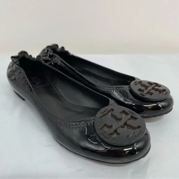 Tory burch black hot sale patent leather reva flats